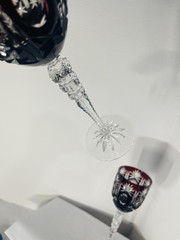 Deep Ruby RED Wine Stems Pair Crystal Karl Klokotschnik Zwiesel Germany 9.75in