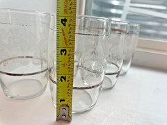 Bartlett Collins Etched Frosted Gold Trim Fruit Glasses Set 4 tumblers Vintage