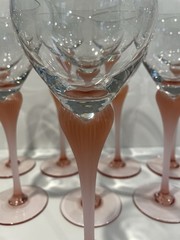 Mikasa Sea Mist Coral Frosted Stemmed Water/Wine Glasses Vintage 9 ¼” Set of 8