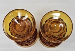 Set Of 4 Vintage Whitehall Harvest Gold Heavy Glass Iced Tea Glasses Cube Design