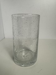 Vintage Hand Blown Seeded Bubble Glass Highball Tumbler Clear