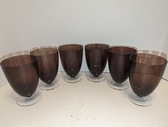 Vintage Amethyst Clear Pedestal 16 Oz. Iced Tea Glasses Set Of Six