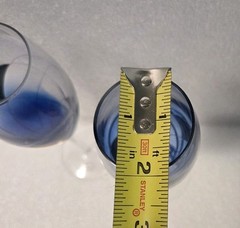 New Handblown Cobalt Blue & Gold Euroglass Romania Wine Glasses/Goblets Set of 2