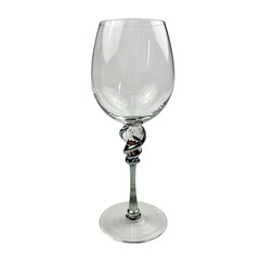 Pair Romeo Art Glass Wine Goblets Minh Martin 10.25″ Tall Iridescent Water Stem