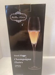 Classy Champagne Flutes – Hand Blown Crystal Champagne Glasses – Set of 2