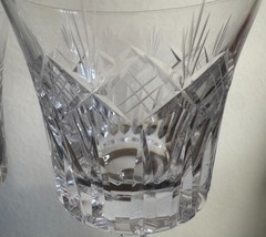 2 Vintage clear crystal cut etched wine goblet hand blown 6 5/8″ fancy