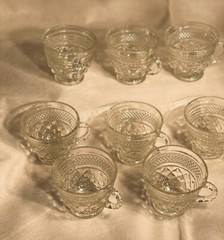 Vintage Clear Glass Punch Bowl Cups/Mugs Lot of 8