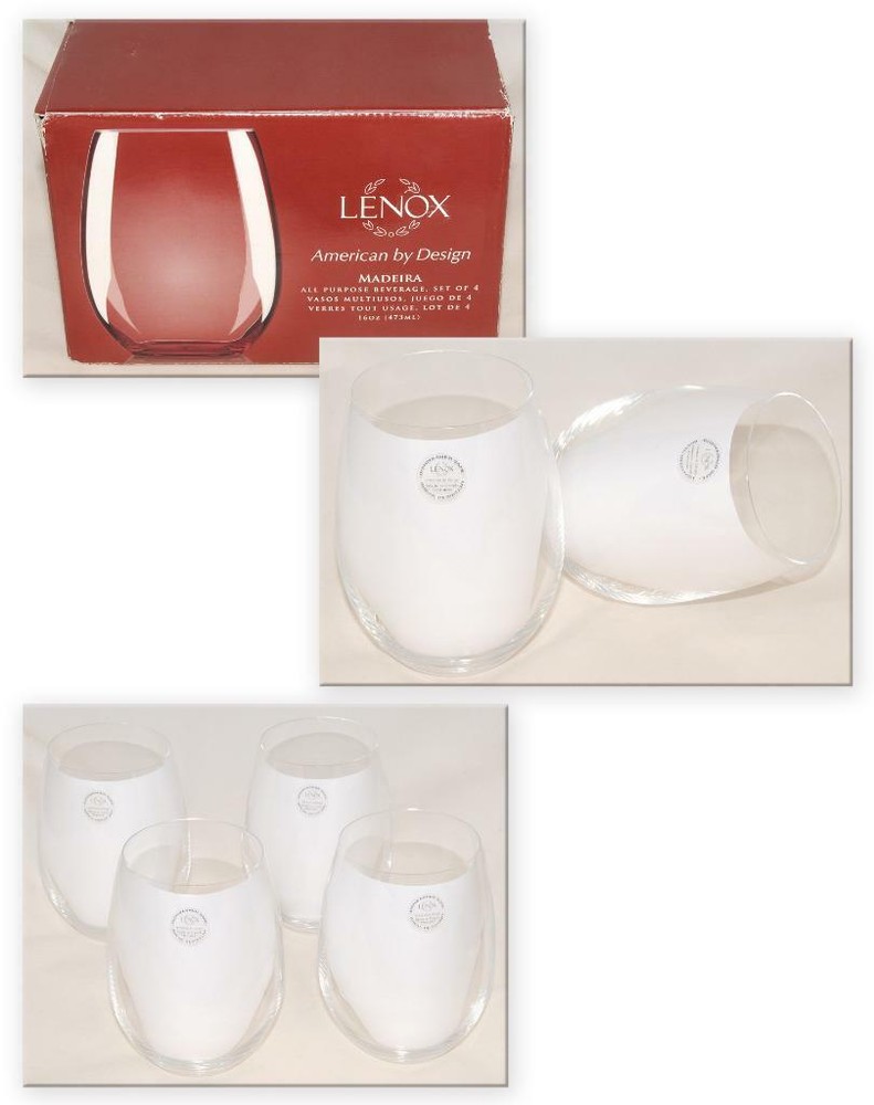 LENOX ~ Madeira – 16 oz – Crystal All Purpose Beverage Glasses *SET of 4 *NEW!