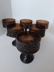 Vintage Hand Blown LENOX IMPROMPTU Brown Brutalist Champagne Sherbet Glasses MCM