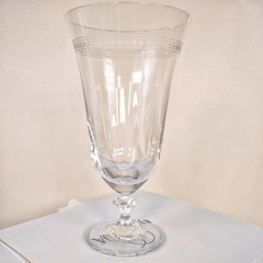 Vtg Oneida Crystal Mignon Iced Tea Glasses Clear Footed White Dot Border Set 4