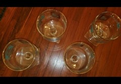 (8) Footed Libbey Southern Comfort Rocks Glasses Vintage Steamboat 22kt Gold