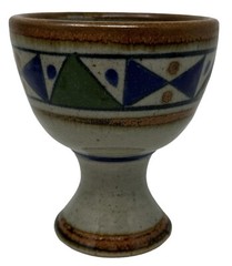 Vtg Studio Art Stoneware Pottery Footed Goblet Challis Candle Holder Ethnic