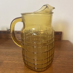 Anchor Hocking Topaz Textured Geometric Window Pane Pitcher And 7 Glasses