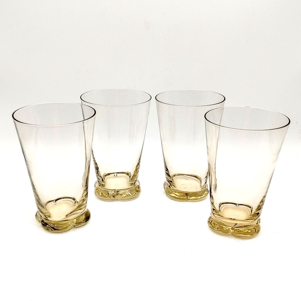 Skruf Sweden Ingrid Uranium Cordial Juice Flat Glasses (4) Gulli Gold 4oz