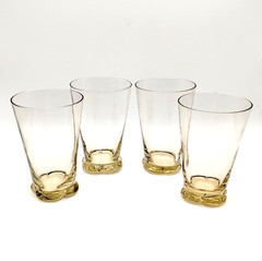 Skruf Sweden Ingrid Uranium Cordial Juice Flat Glasses (4) Gulli Gold 4oz