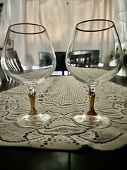 Vintage Colony Versailles Brandy Snifters~ Gold Stem & Rim~ Bohemian Crystal~ 2