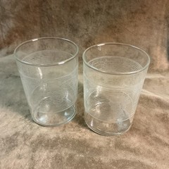 Vintage 1930S Rocks/Old-Fashioned Tumbler Pair Lines And Grapes Design