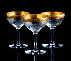 Tiffin Melrose Liquor Cocktail Glasses Set of 3 Vintage Gold Encrusted Stemware