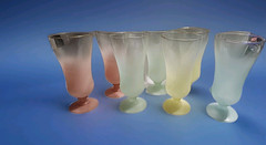Retro Blendo Frosted Parfait Glass Pastel Ombre VTG Set of 8