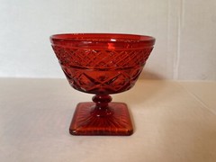 Red Imperial Glass Cape Cod 3 1/2″ Footed Low Sherbet, Set Of 8 Christmas Dish