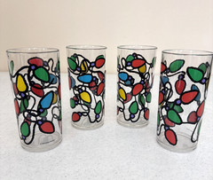 1990 Dayton Hudson Christmas Lights 6 1/4″ 14oz Tall Tumblers Glasses Set of 4