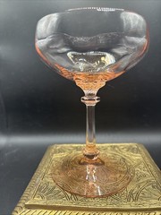 Vintage Fostoria Versailles Etched Pink Champagne Glass 6″ Set Of 2