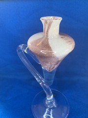 Bleikristall 24% Peter Kaspar Hand Blown Art Glass Pink Purple Candle Holder