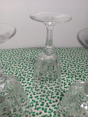 Vintage Set Of 4 Victoria Cut Knob Stem Wine Glasses 6.7/8″