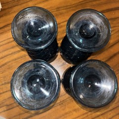 Vintage Fostoria Regal Blue Footed Goblets x 4