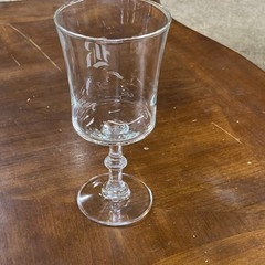 Etched Clear Glass Wine Glass with ‘B’ Monogram