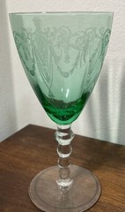 Vtg Set Of 6 Pamona Green Central Glass Works #408 Etch 7” Glasses Uranium