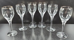 6 Lenox Erin Gold Trim Wine Glasses Set Vintage Crystal Clear Embossed Stems Lot