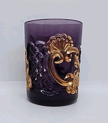 Purple Gold Decorative Tumbler Pressed Glass EAPG