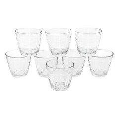 Set of 8 Libbey ORBITA Clear Swirl Stackable 11.5 OZ On The Rocks Glasses MINT