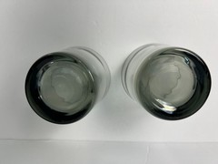 VTG MONOGRAMMED «S» GLASS TUMBLER Smoke Black Set of 2