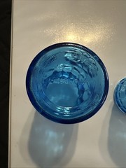 Wheaton Glass Blue Juice Glasses Four Seasons Tooth Pick Holder