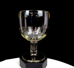 Bartlett Collins Glass Thumbprint Clear Mold Blown Antique 6 1/8″ Goblet 1915-80