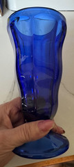 ANTIQUE 5 Cobalt Blue Goblets Panel Footed Glasses Water Ice Cream Ice Tea Malt