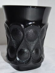 Noritake Spotlight Ebony Black Glass Tumblers 3.5” Thumbprint Glasses Lot of 4