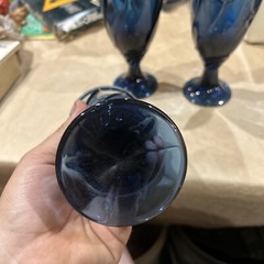 Noritake Sweet Swirl Dark Cobalt Blue Wine Glasses/Goblets (Lot of 3) 7-3/4”