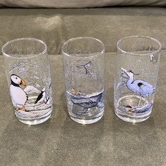 Decorative Tumbler Glasses, 1989 Irving Oil Limited, Birds Whale Nature Set of 3