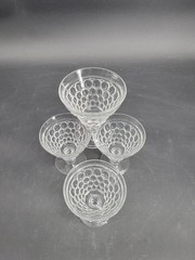 Set of 4 Westmoreland «Thousand Eye» Clear Bubble Sherbert Cups – 4 3/8″ X 4″