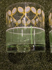 Vintage Libbey Signed J. Scott Tennis Lowball Glasses Set Of 2