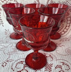 Argus Ruby Glass Water Glasses 8oz by Fostoria 1964-1982 Set of 6 Vtg