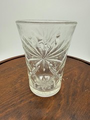 Vintage Anchor Hocking Prescut Clear 3-1/2” Flared Oatmeal Flat Juice Glass