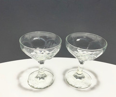 LIBBEY Chivalry Clear Champagne Coupe 4.25” Tall Sherbet Glasses Textured PAIR