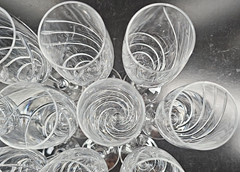 (10) Cristal D’Arques Junon Fluted Champagne Set Crystal Cut Clear Stemware Lot