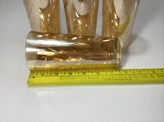 Set 4 Vintage 16oz Carnival Glass Tall Tumblers Optic Swirl Peach Luster 5-1/2”