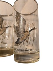 3 Vtg Silver Rimmed Federal Glass Birds Canada Goose Tumblers Drinking Glasses