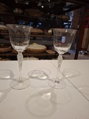 Pavlova Faberge Crystal Clear Wine Glass Ballerina Frosted Stem Lot Of 2